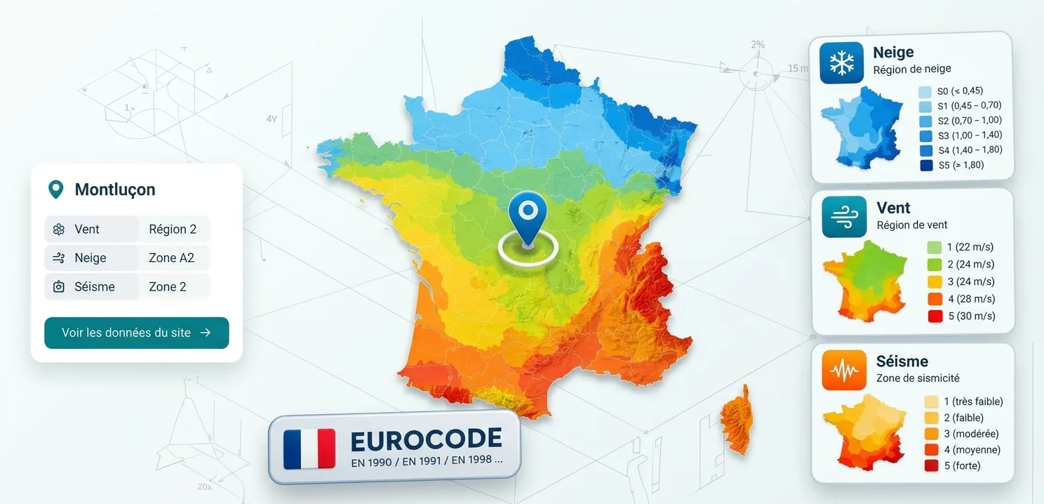 Carte de France des zones climatiques et sismiques (illustration)